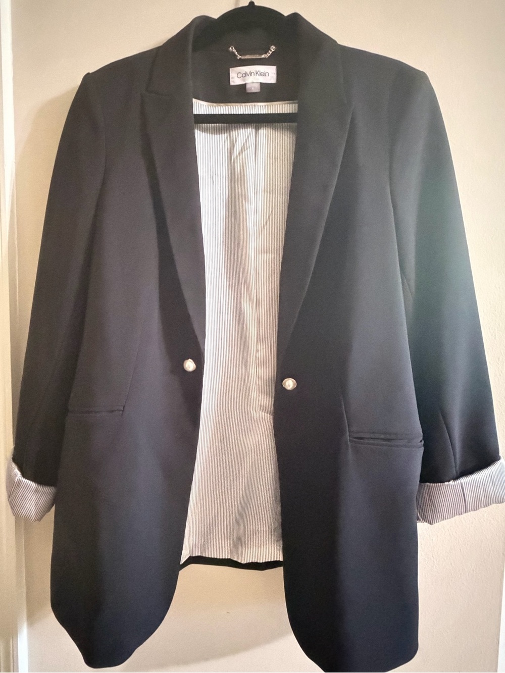 Calvin Klein Black Women's Pearl-Button Blazer
